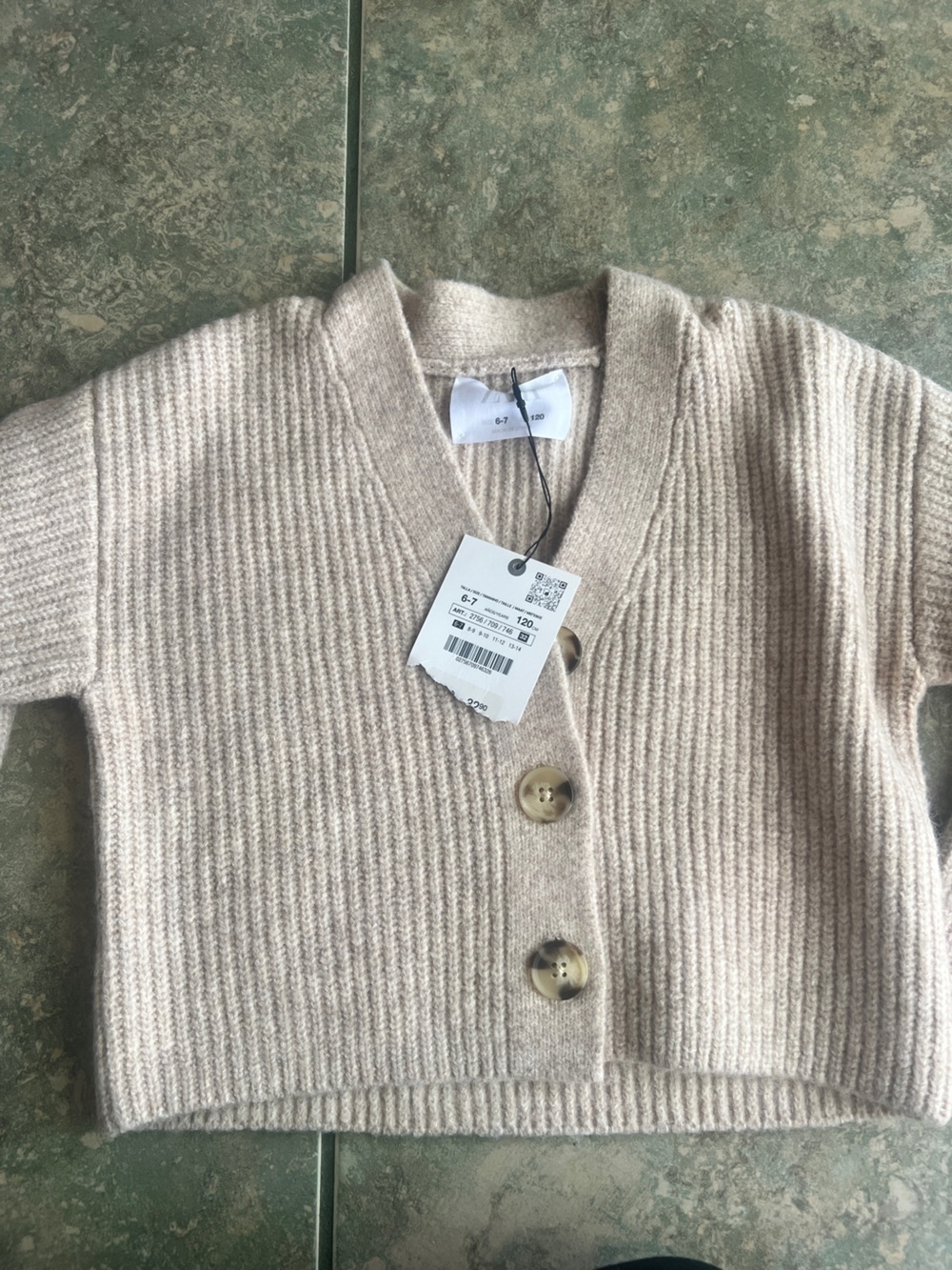 Zara Cream Ribbed Button Cardigan